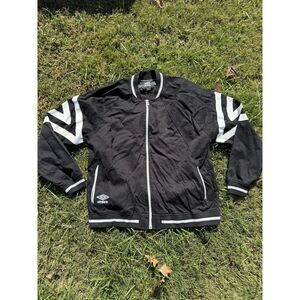 Umbro Men's Full Zip Double Diamond Graphics Jean Jacket in Black SZ XXL